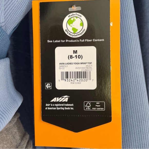 Avia Long Sleeve Wrap Around Yoga Top Blue M(8-10) NWT - Picture 3 of 7